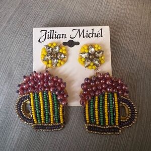 Jillian Michel Embellished Mug Pierced Earrings, new on package